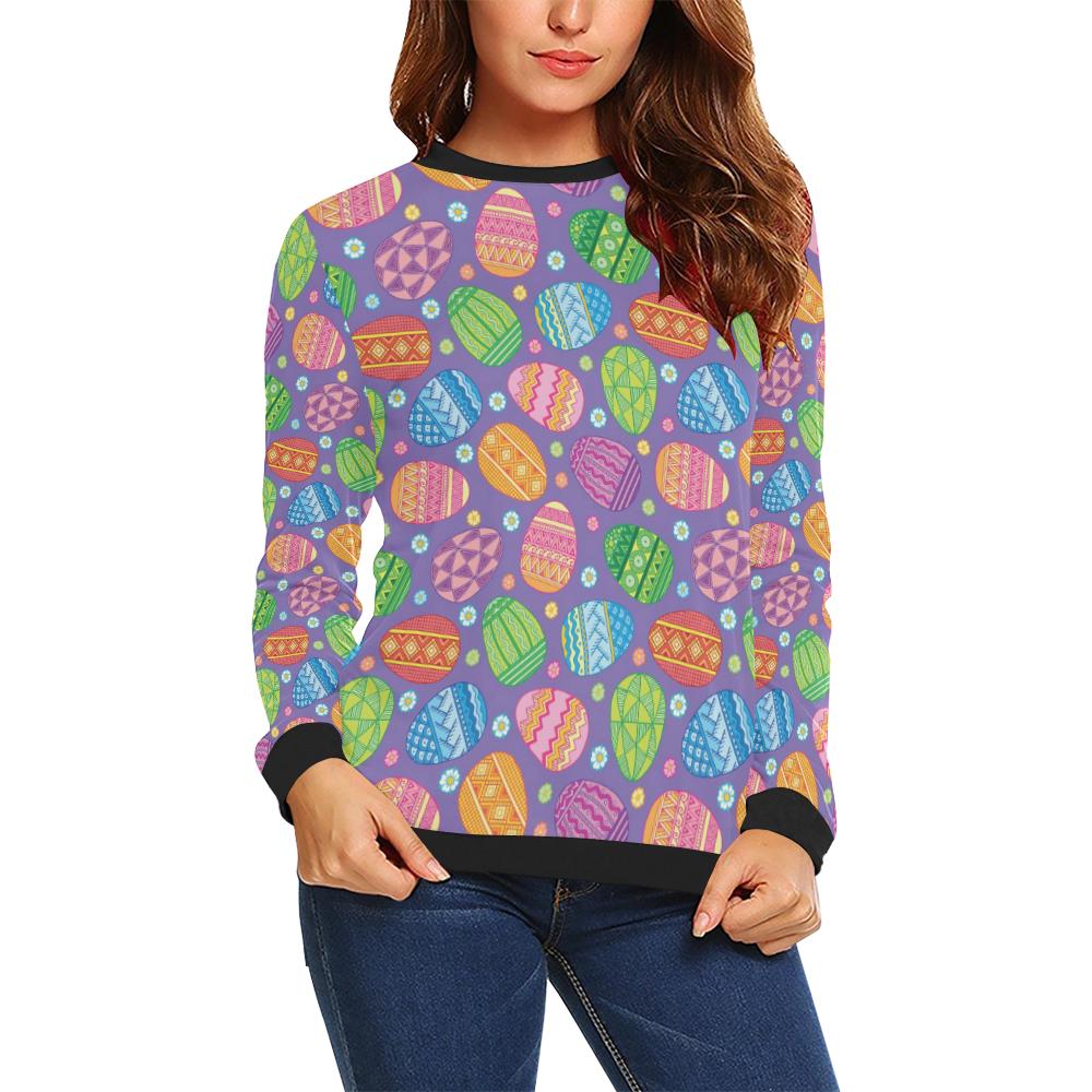 Easter Eggs Pattern Print Design RB010 Women Long Sleeve Sweatshirt ...