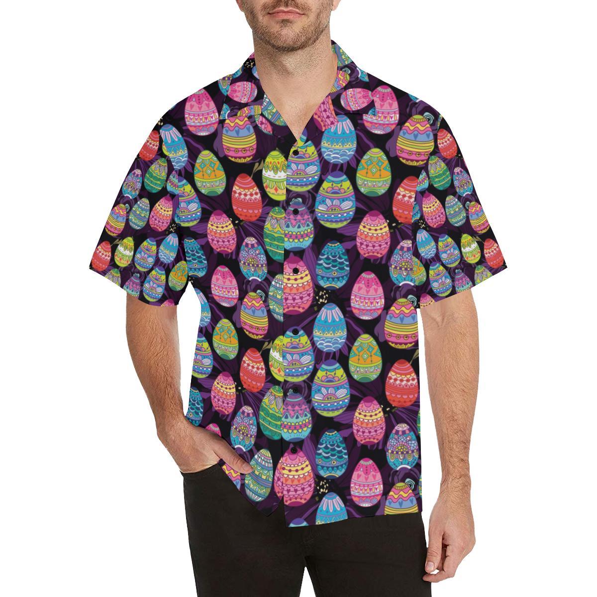 Easter Eggs Pattern Print Design RB08 Men's Hawaiian Shirt - JorJune