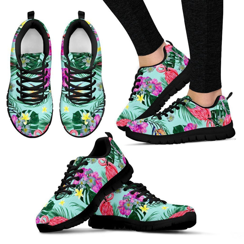 Flamingo Cyan Pattern Women Sneakers Shoes - JorJune