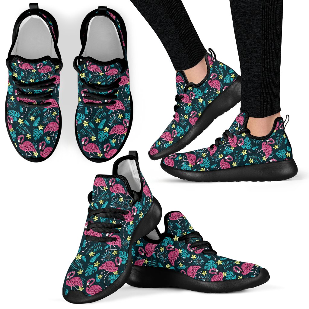 Flamingo Print Pattern Mesh Knit Sneakers Shoes - JorJune