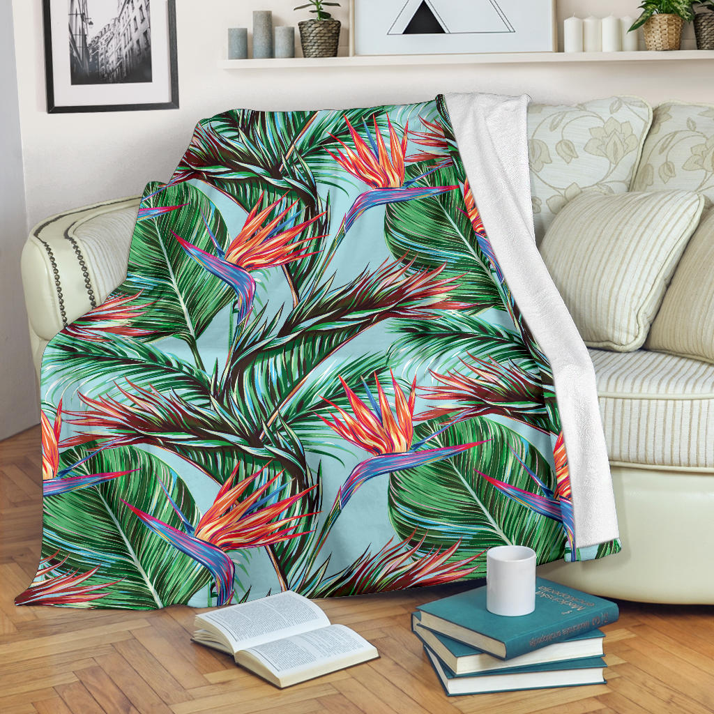 Bird Of Paradise Pattern Print Design BOP01 Fleece Blanket - JorJune