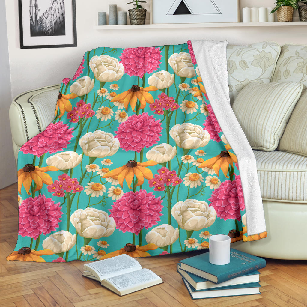 Summer Floral Pattern Print Design SF07 Fleece Blanket - JorJune