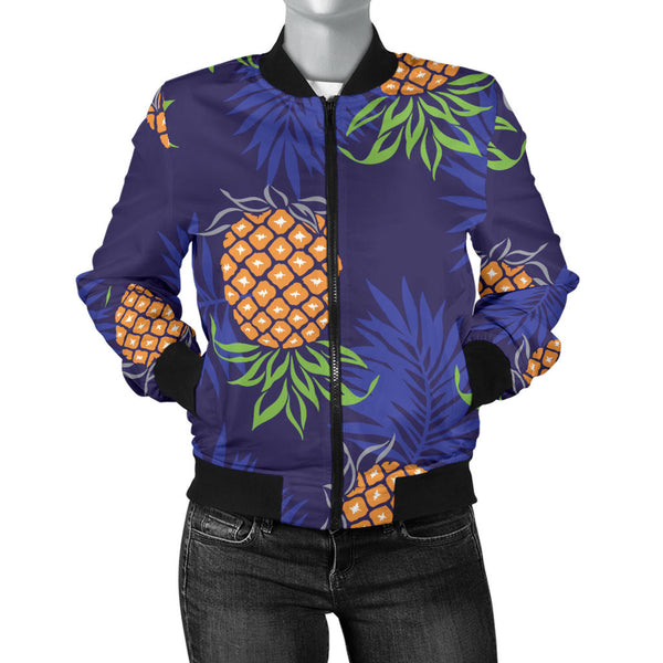 Pineapple Pattern Print Design PP02 Women Bomber Jacket - JorJune