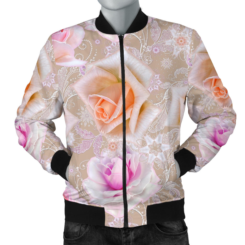 Rose Pattern Print Design RO011 Men Bomber Jacket - JorJune