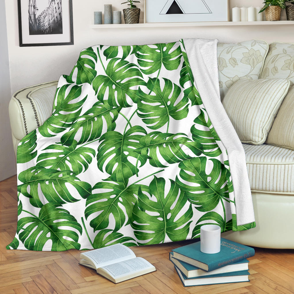 Palm Leaves Pattern Print Design PL08 Fleece Blanket - JorJune