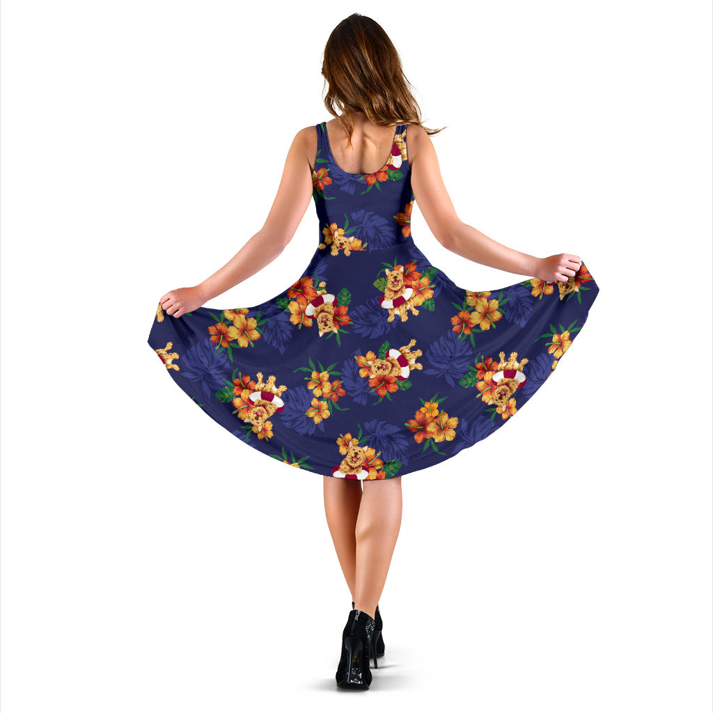 Hawaiian Themed Pattern Print Design H02 Midi Dress - JorJune