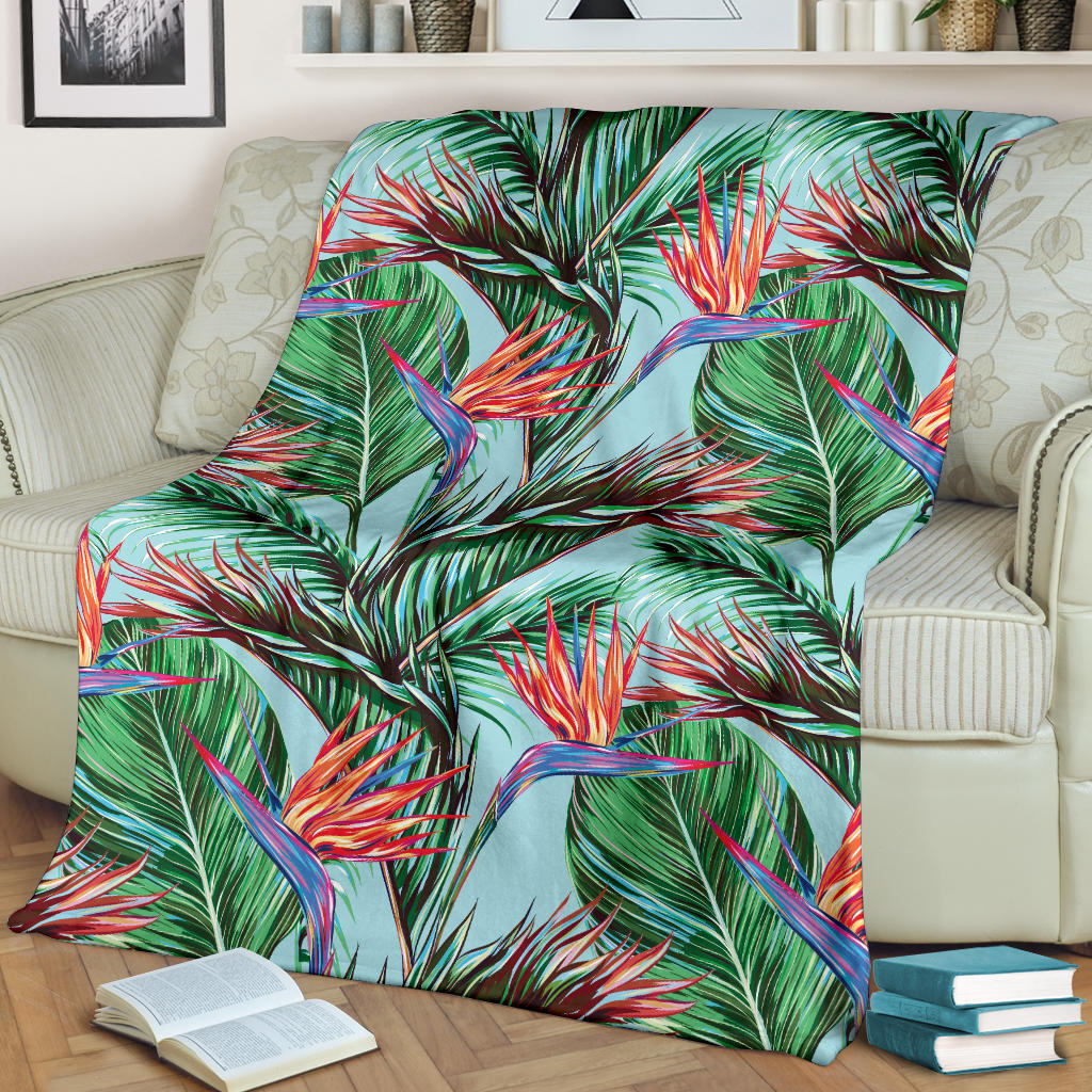Bird Of Paradise Pattern Print Design BOP01 Fleece Blanket - JorJune