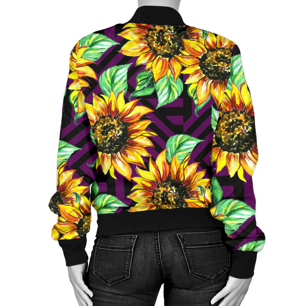 Sunflower Pattern Print Design SF012 Women Bomber Jacket - JorJune