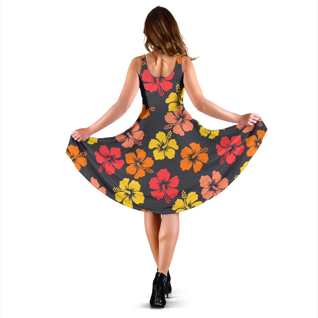 Hibiscus Pattern Print Design HB024 Midi Dress - JorJune