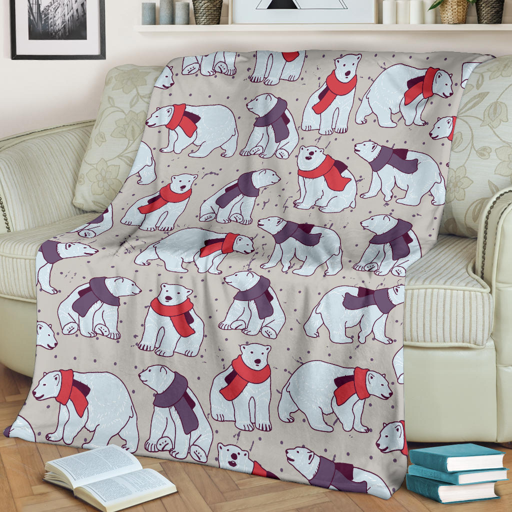 Polar Bear Pattern Print Design PB04 Fleece Blanket - JorJune