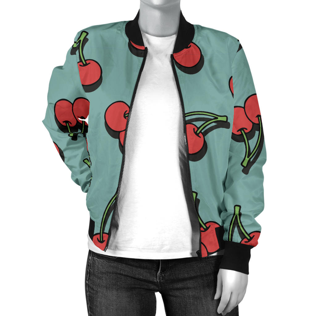 Cherry Pattern Print Design CH03 Women Bomber Jacket - JorJune