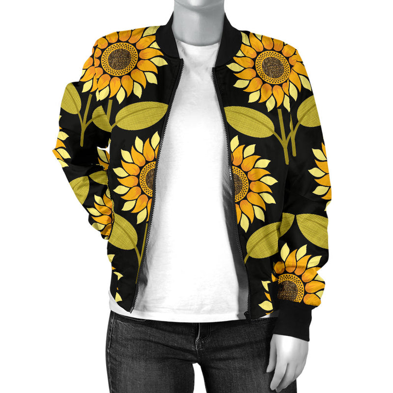 Sunflower Pattern Print Design SF015 Women Bomber Jacket - JorJune