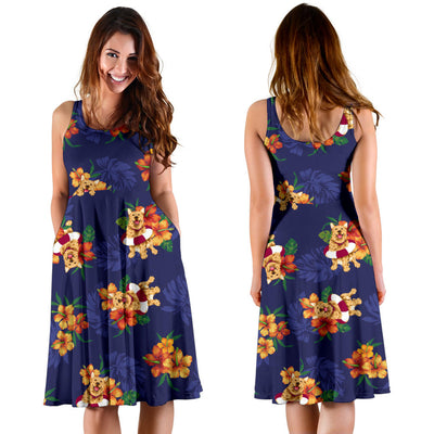 Hawaiian Themed Pattern Print Design H02 Midi Dress - JorJune