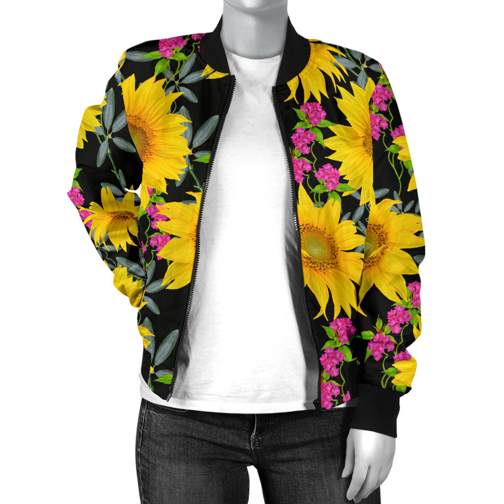 Sunflower Pattern Print Design SF014 Women Bomber Jacket - JorJune