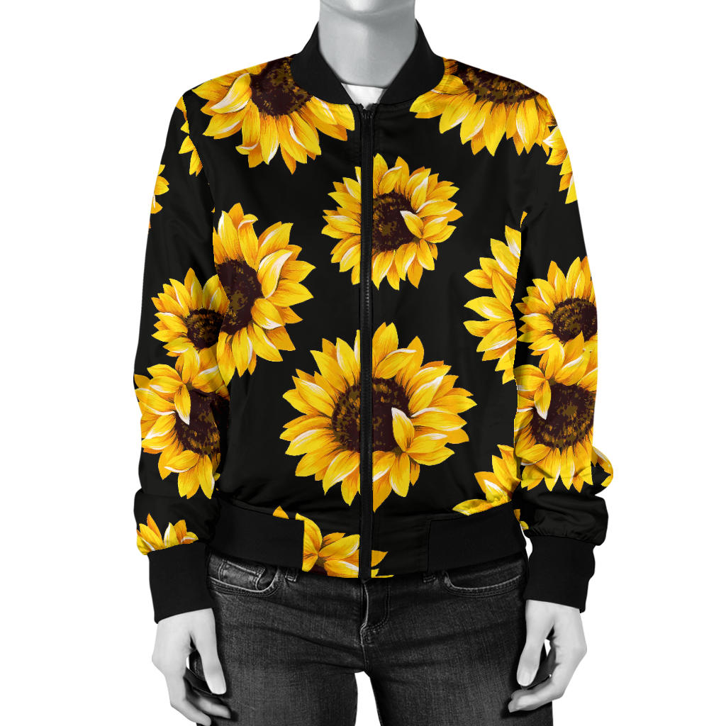 Sunflower Pattern Print Design SF05 Women Bomber Jacket - JorJune