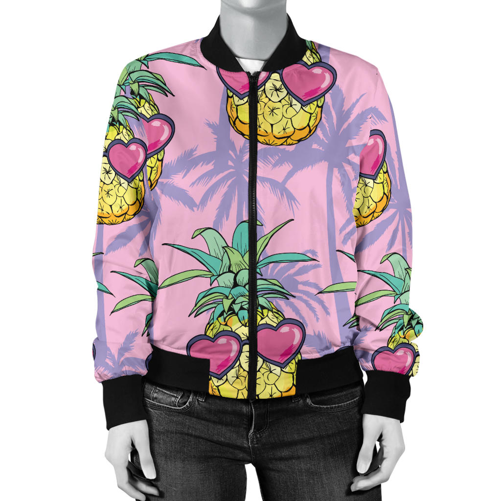 Pineapple Pattern Print Design PP06 Women Bomber Jacket - JorJune