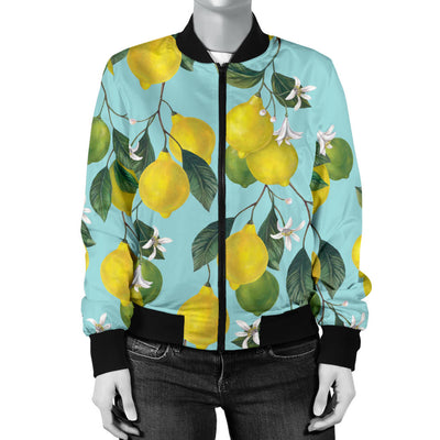 Lemon Pattern Print Design LM05 Women Bomber Jacket - JorJune