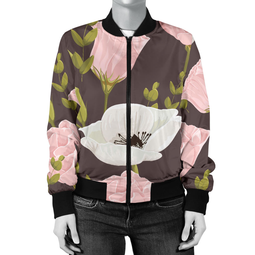 Anemone Pattern Print Design AM011 Women Bomber Jacket - JorJune