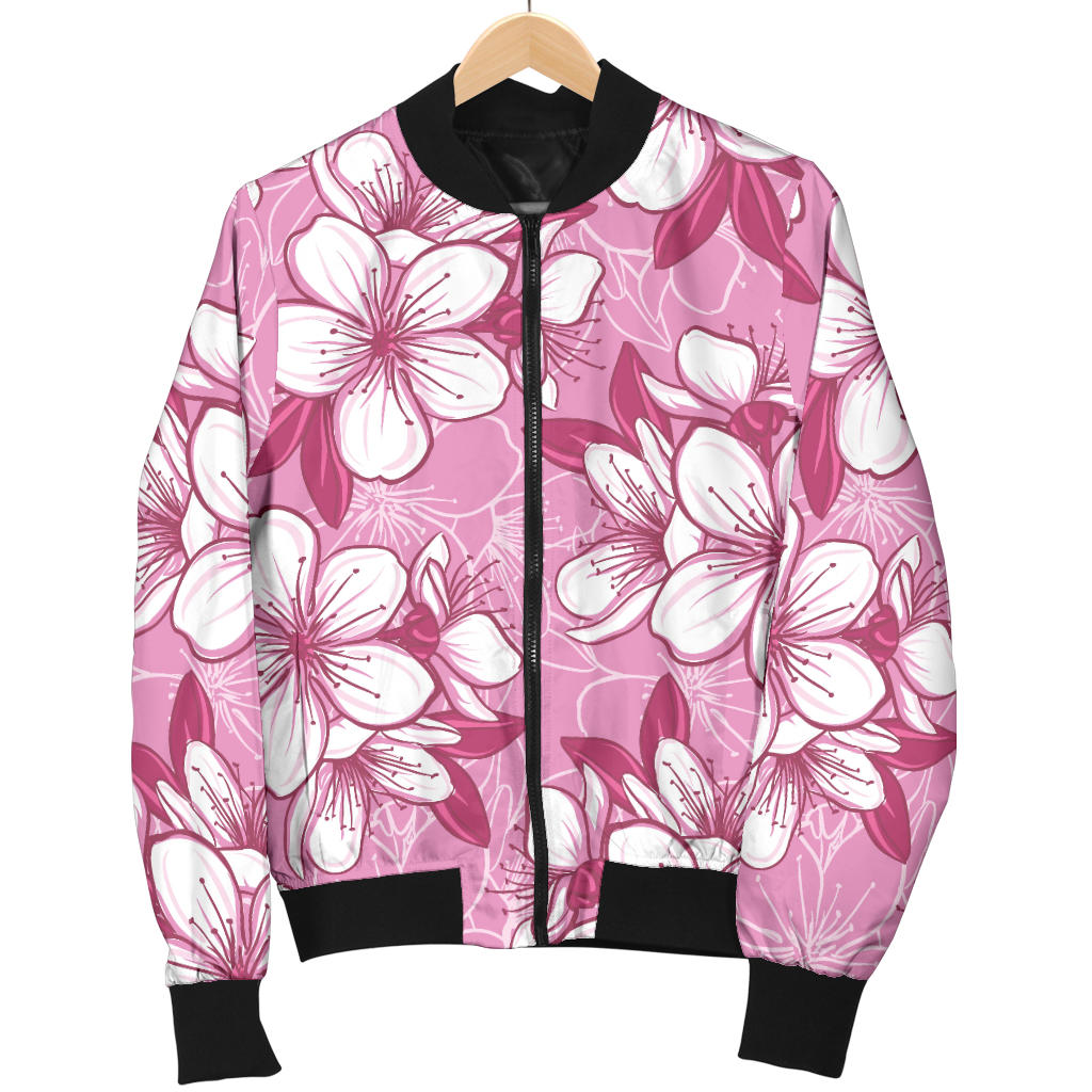 Cherry Blossom Pattern Print Design CB02 Women Bomber Jacket - JorJune