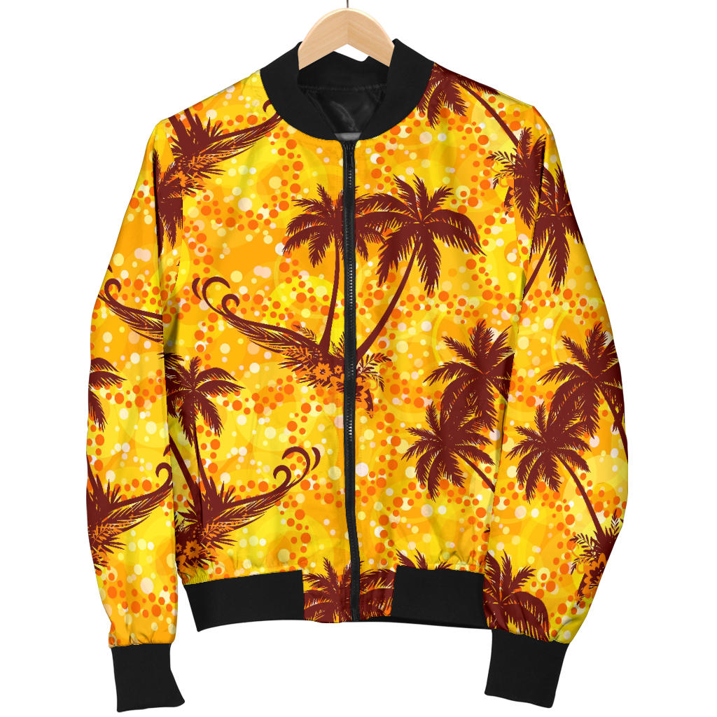 Palm Tree Pattern Print Design PT012 Women Bomber Jacket - JorJune
