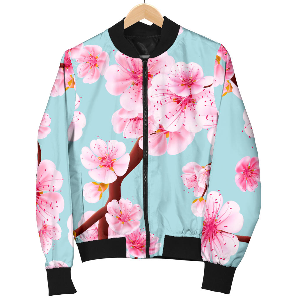 Cherry Blossom Pattern Print Design CB04 Women Bomber Jacket - JorJune