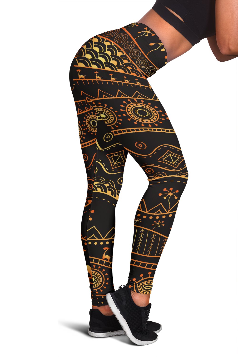 Gold African Design Women Leggings - JorJune