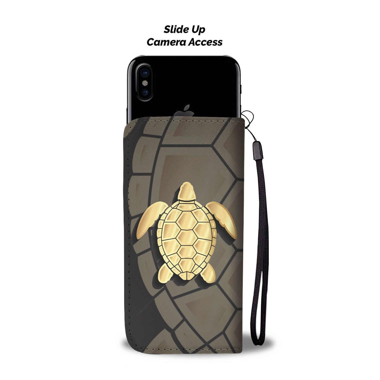 Gold Sea Turtle Wallet Phone Case - JorJune