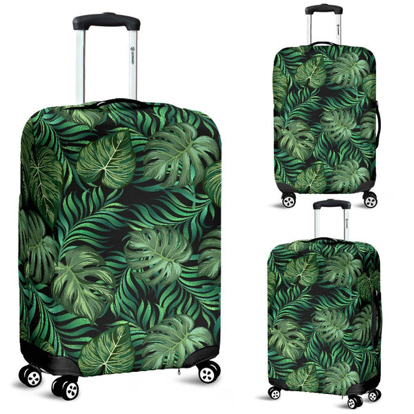 Green Fresh Tropical Palm Leaves Luggage Cover Protector - JorJune