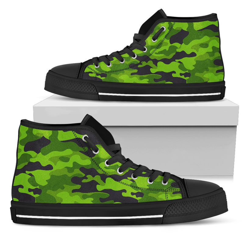 Green Kelly Camo Print Men High Top Shoes - JorJune