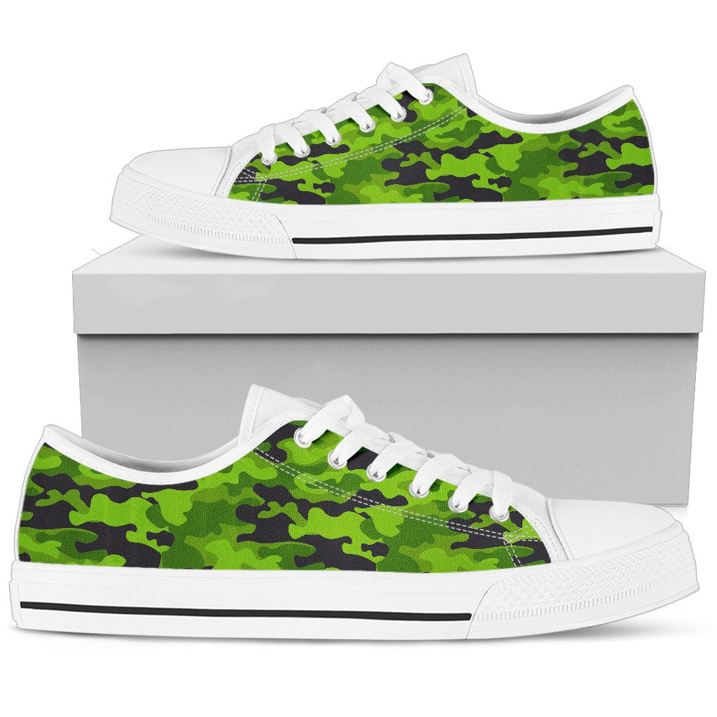 Green Kelly Camo Print Men Low Top Shoes - JorJune