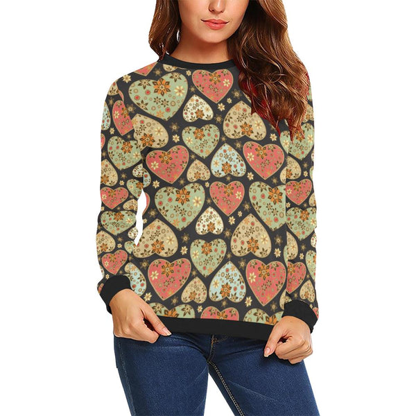 Heart Boho Pattern Print Design HE04 Women Long Sleeve Sweatshirt - JorJune
