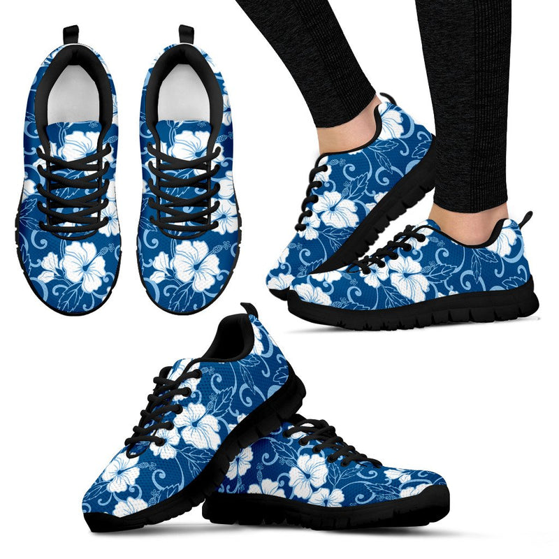 Hibiscus Blue Flower Hawaiian Print Women Sneakers Shoes - JorJune