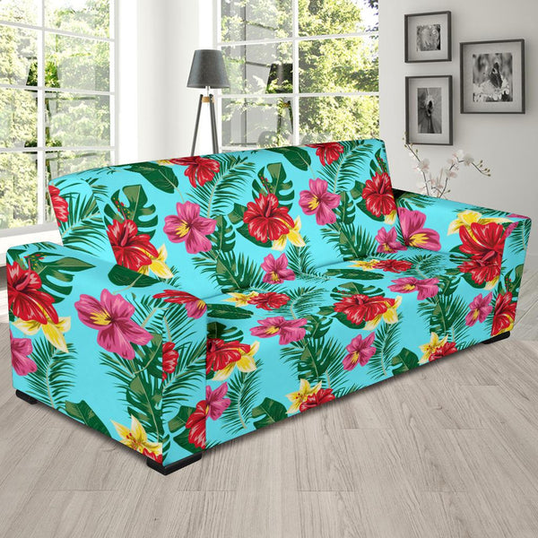 Hibiscus Hawaiian Flower Sofa Slipcover Jorjune