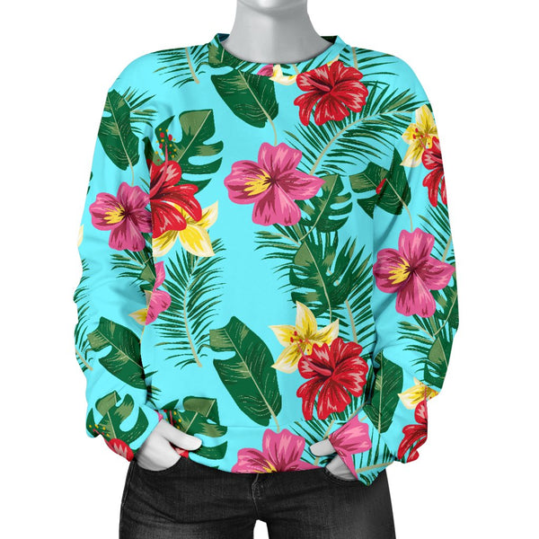 Hibiscus Hawaiian Flower Women Crewneck Sweatshirt - JorJune