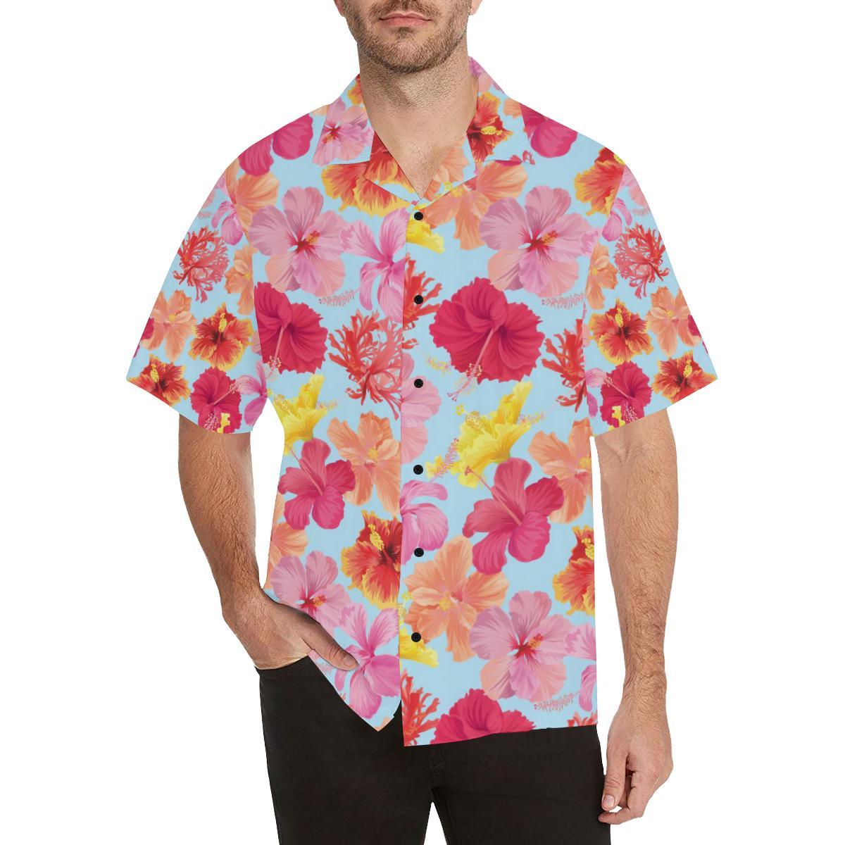 Hibiscus Pattern Print Design HB020 Men's Hawaiian Shirt - JorJune