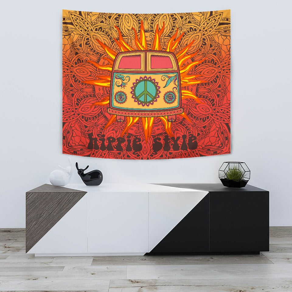 Hippie Van Mandala Wall Tapestry Jorjune