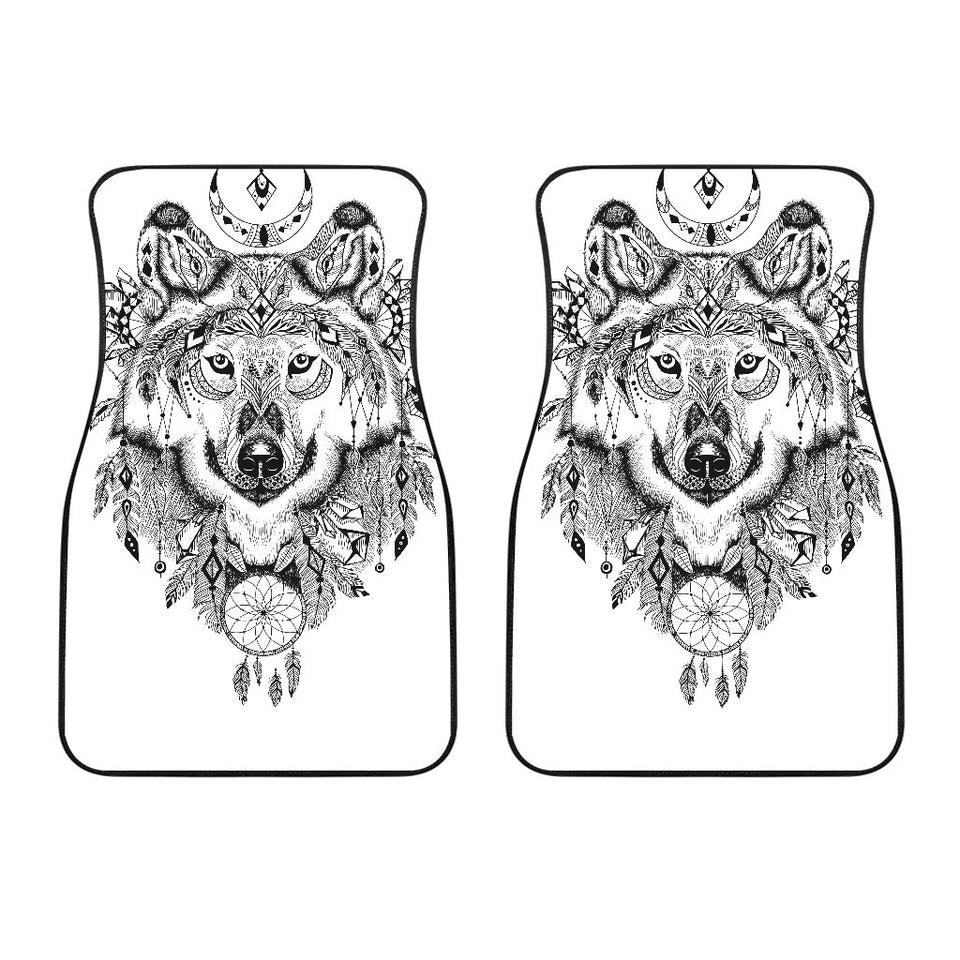 Indian Boho Wolf Car Floor Mats Jorjune