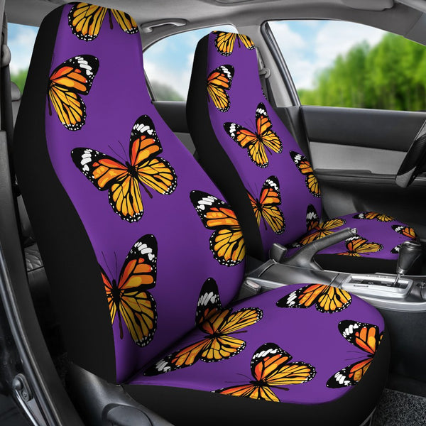 Monarch Butterfly Purple Print Pattern Universal Fit Car Seat Covers Jorjune