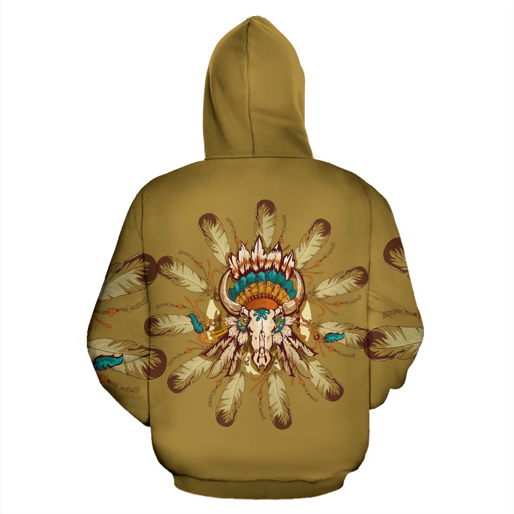 Native Indian Buffalo head Pullover Hoodie - JorJune