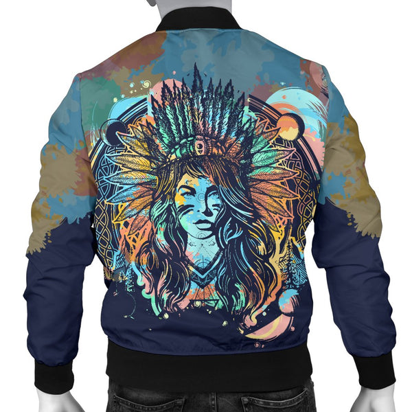 Native Indian Girl Men Casual Bomber Jacket - JorJune