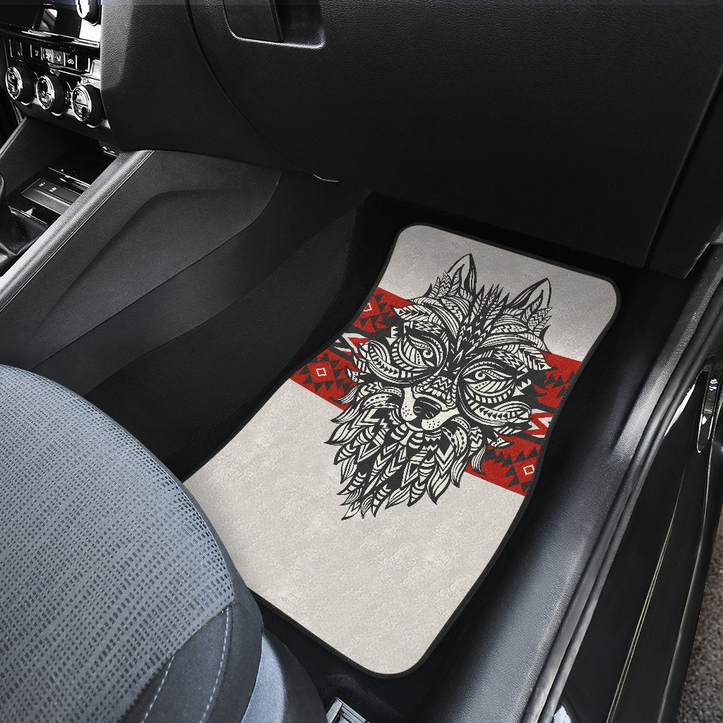 Native Indian Wolf Car Floor Mats Jorjune