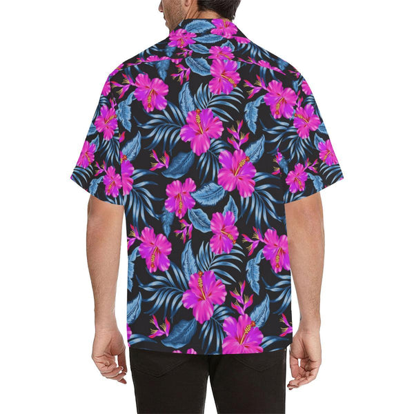 Neon Pink Hibiscus Pattern Print Design HB015 Men's Hawaiian Shirt ...