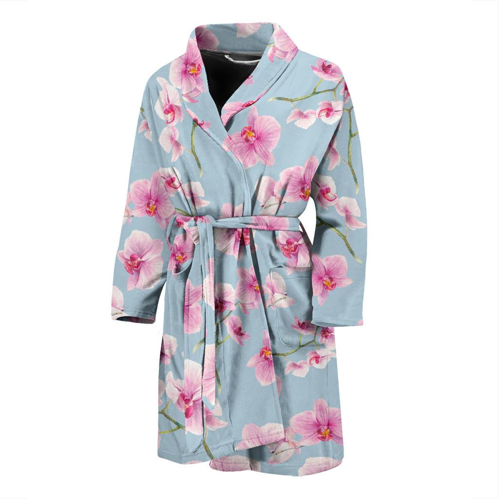 Orchid Pattern Print Design A01 Men Bathrobe - JorJune