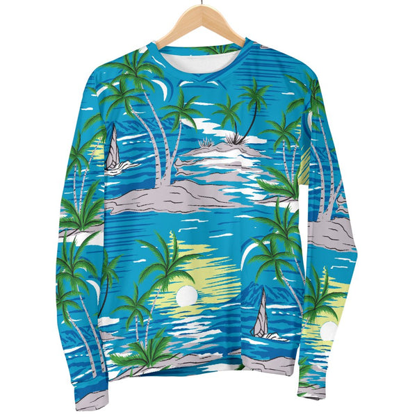 Palm Tree Beach Women Crewneck Sweatshirt - JorJune