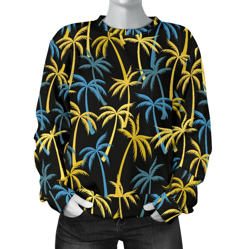 Palm Tree Pattern Women Crewneck Sweatshirt - JorJune