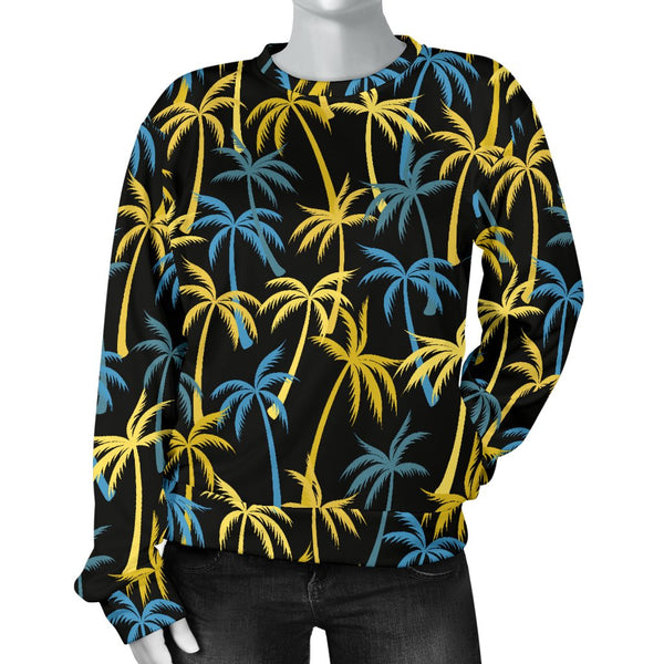 Palm Tree Pattern Women Crewneck Sweatshirt - JorJune