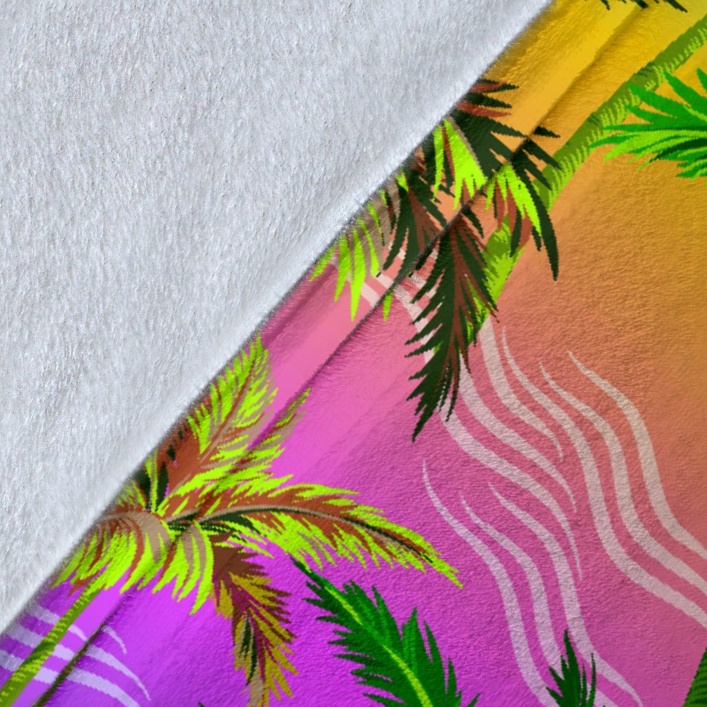 Palm Tree Rainbow Pattern Fleece Blanket - JorJune