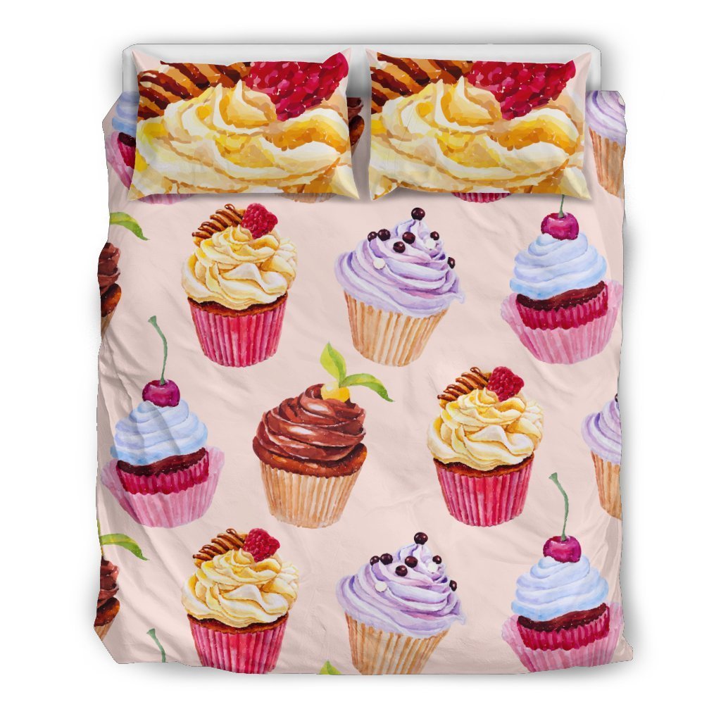 Pink Cupcake Pattern Bedding Set Jorjune