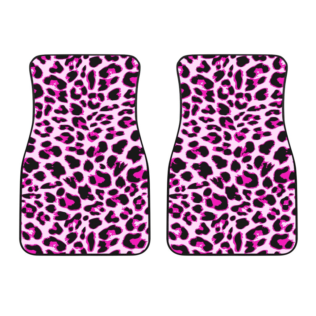 Pink Leopard Print Car Floor Mats Jorjune