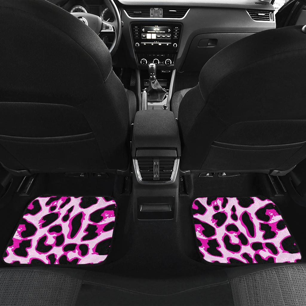 Pink Leopard Print Front And Back Car Floor Mats Jorjune